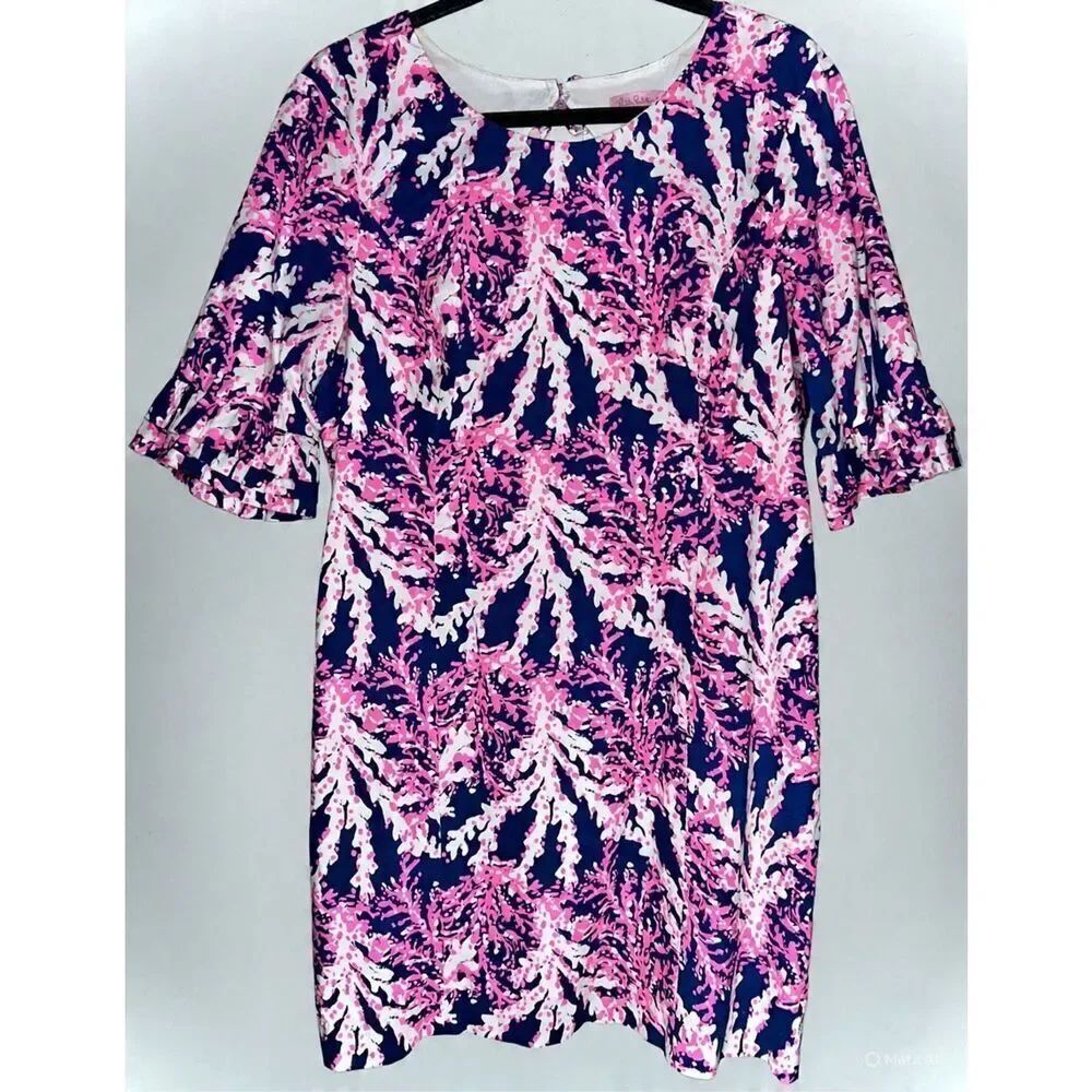 Lilly Pulitzer Fiesta Stretch Dress in the "Beyond the Sea" print size 14